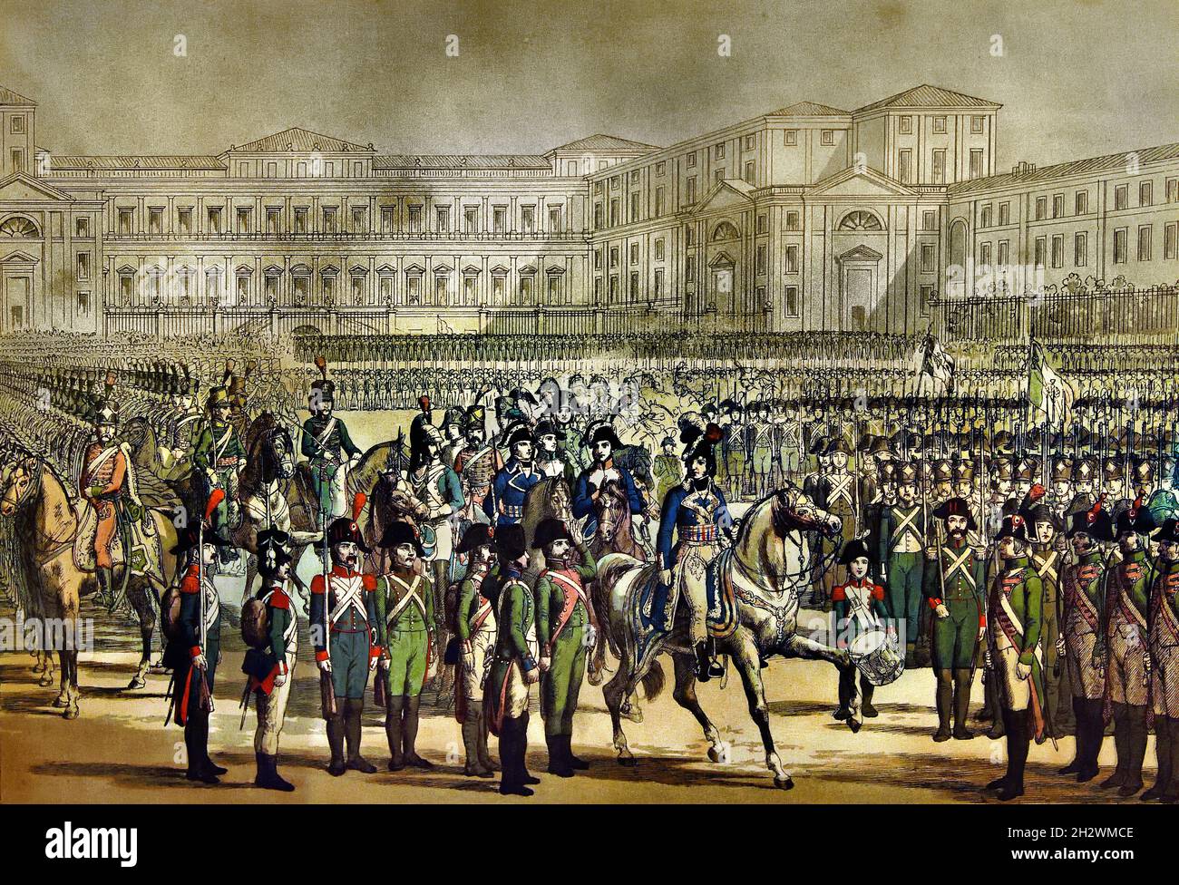 Rassemblement de la Milice cisalpine 17 septembre 1801 ( peintre R. Focosi ) Italie, italienne Banque D'Images