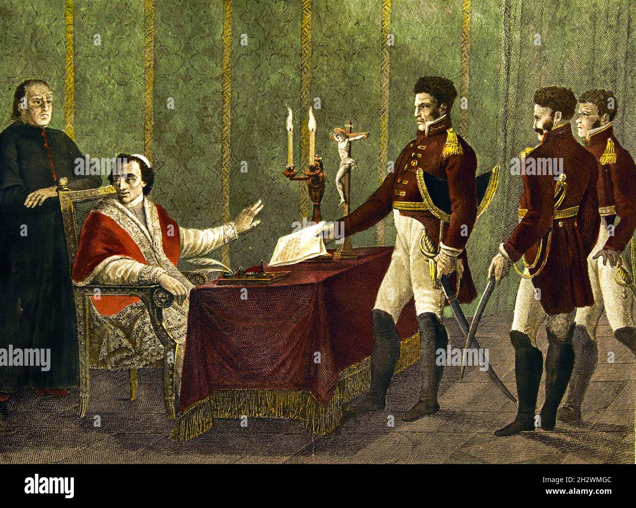 Le pape Pie VII ne souscrit pas à la renonciation de ses États (emprisonnement de Pie VII et annexion à la France (Napoléon a enlevé un pape après la mort d'un autre Pie VI en captivité, alors que son successeur à lui le pape Pie VII a été détenu en otage pendant cinq ans). 251st Pape de l'Église catholique, Italie, Italien Banque D'Images