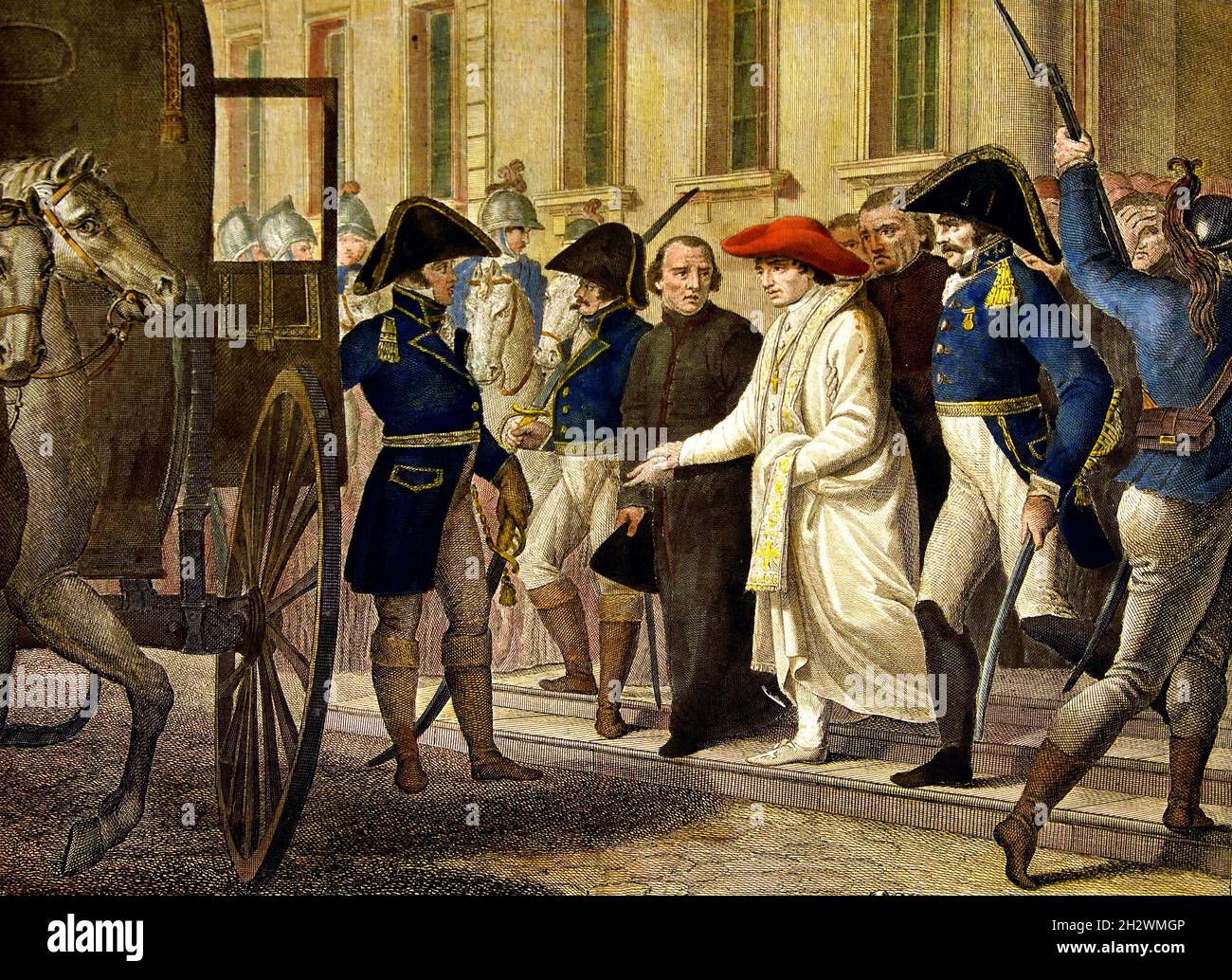 Le Pape Pie VII prisonnier des Français enlevé de Rome 25 mars 1814 Italie, italienne (emprisonnement de Pie VII et annexion à la France (Napoléon enlevé un Pape après la mort d'un autre Pape Pie VI en captivité, son successeur à lui le Pape Pie VII a été détenu en otage pendant cinq ans.) 251st Pape de l'Église catholique, Banque D'Images