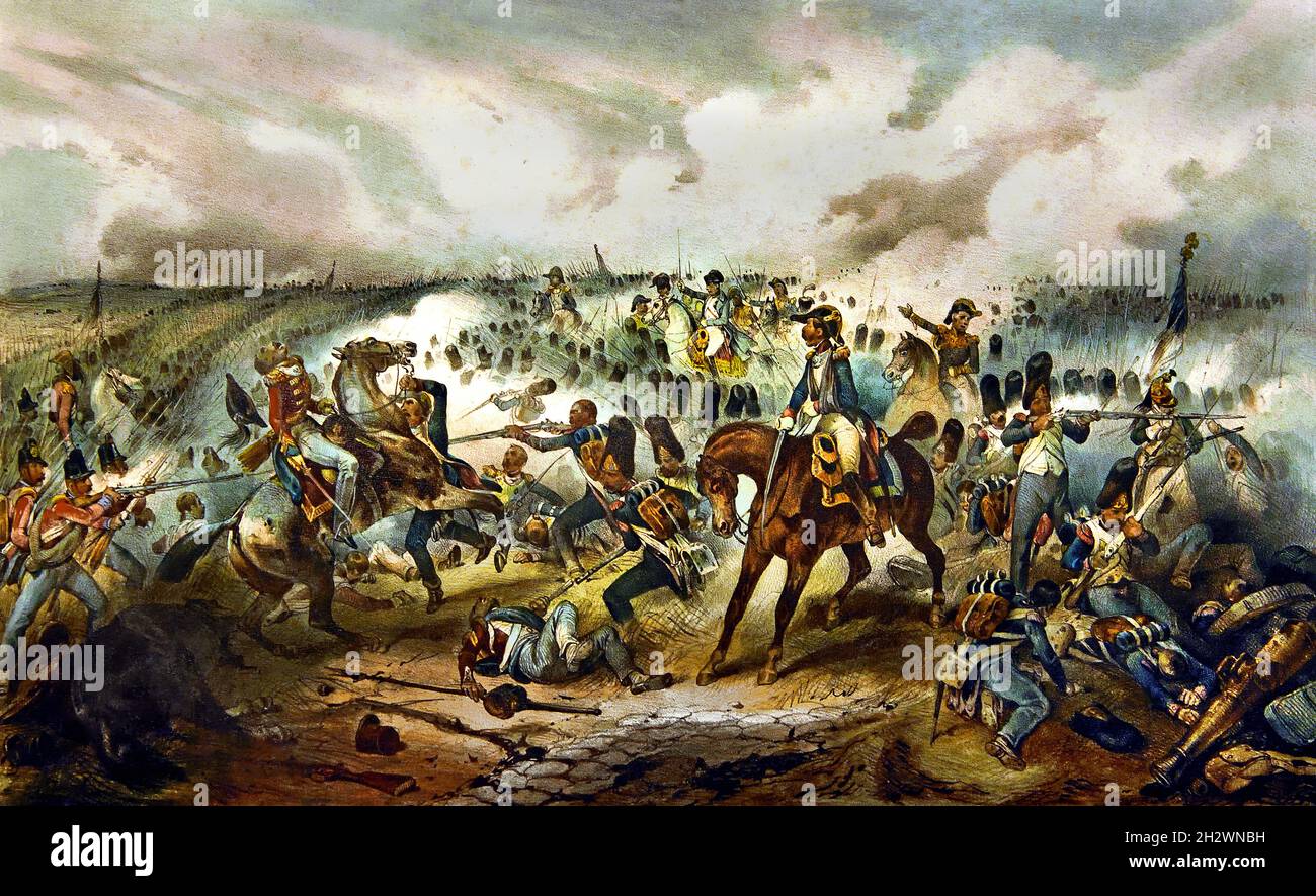 La défaite à Waterloo le 18 juin 1815. Napoléon, Napoléon Bonaparte, (1769-1821), Napoléon Ier, empereur français, France. Banque D'Images