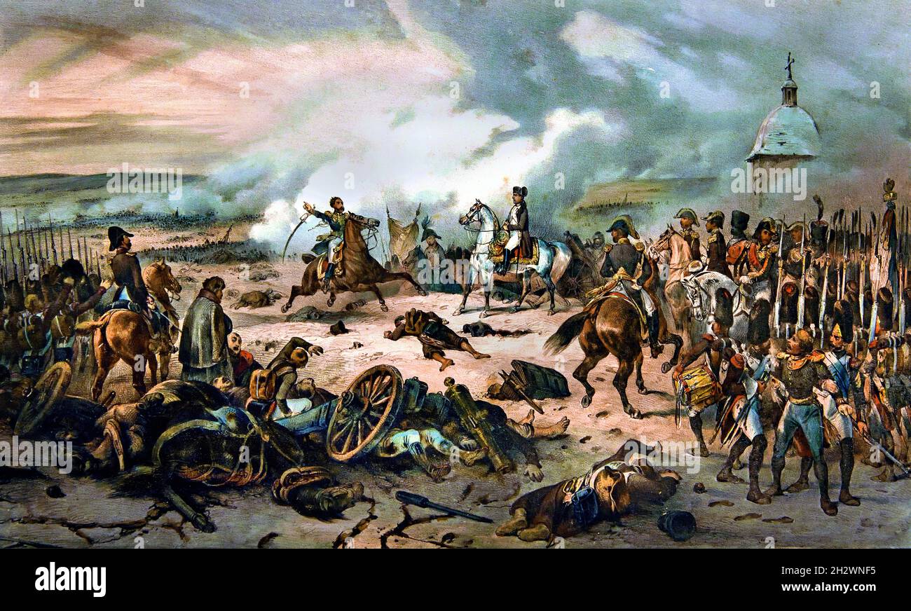 La victoire d'Austerlitz 2 décembre 1805 ( peintre V. Adam) Napoléon, Napoléon Bonaparte, (1769-1821), Napoléon Ier, empereur français, France. Banque D'Images