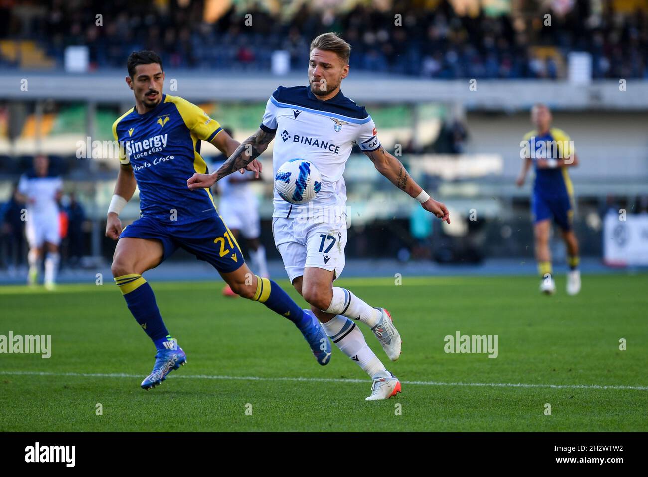 Stade Marcantonio Bentegodi, Vérone, Italie, 24 octobre 2021,Ciro immobile (SS Lazio) en action pendant Hellas Verona FC vs SS Lazio - football italien série A match Banque D'Images