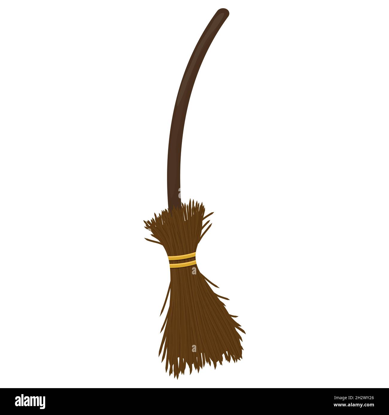 Balai de sorcière de style plat isolé pour halloween Illustration de Vecteur