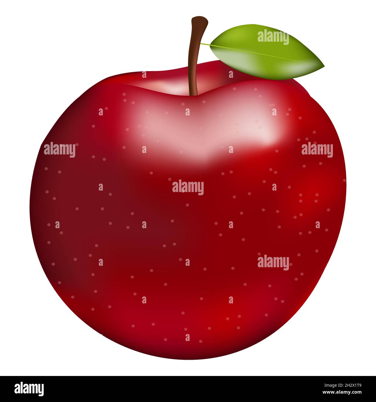 Pomme rouge mûre réaliste isolée sur fond blanc Illustration de Vecteur