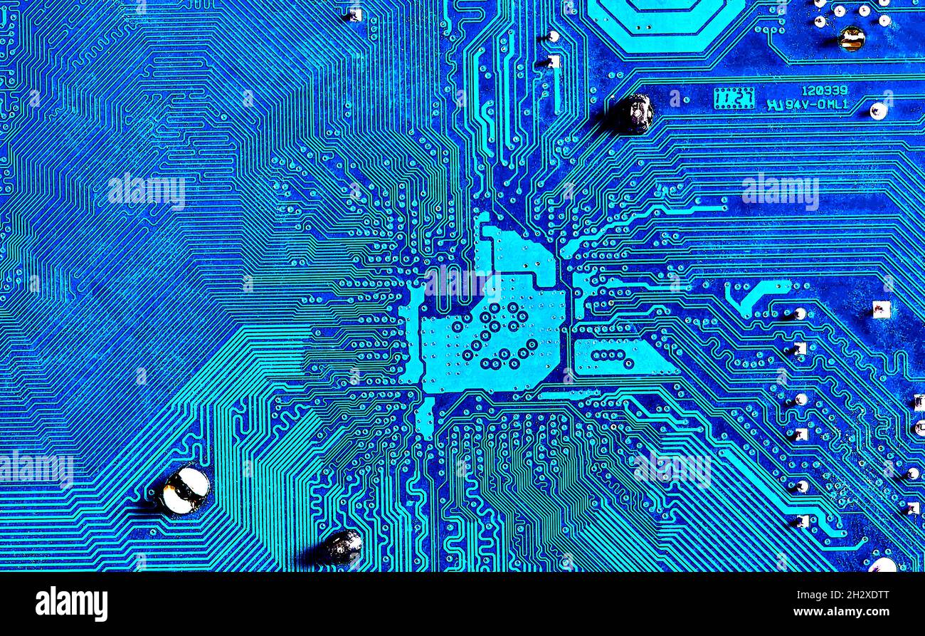 carte électronique à circuit imprimé de la carte mère à partir des ordinateurs en gros plan Banque D'Images