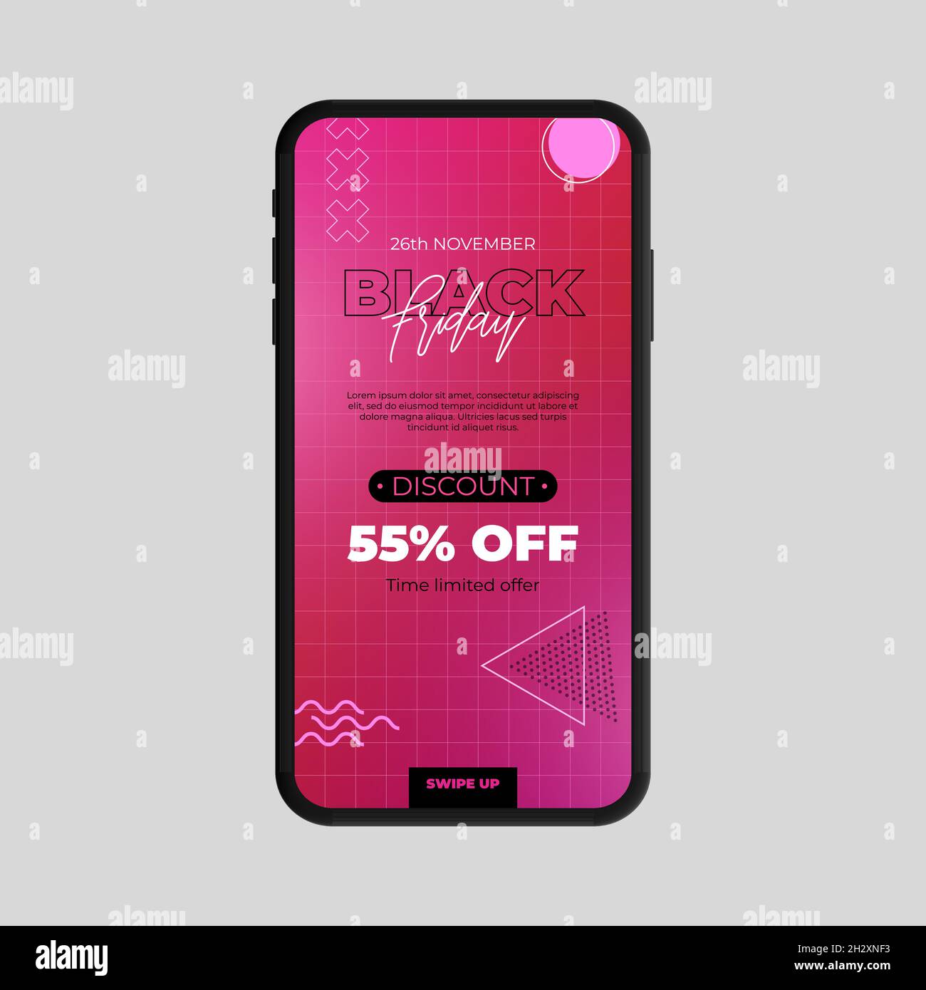 Modèle d'articles de réduction pour le Vendredi fou.Fond rose.Illustration vectorielle Illustration de Vecteur