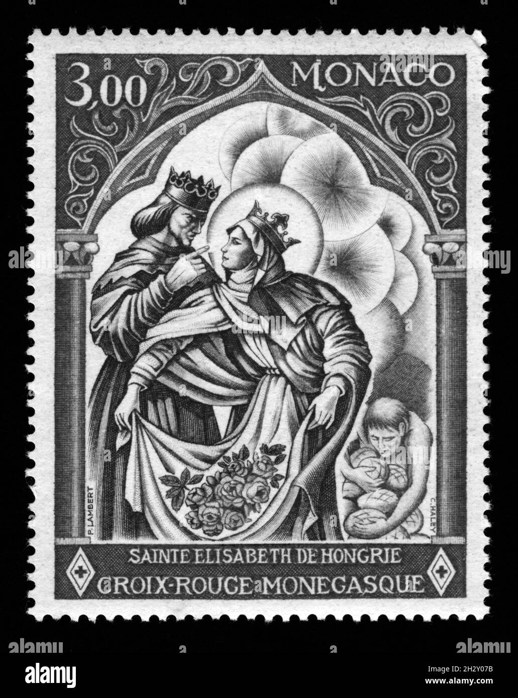 Imprimé timbres à Monaco, Sainte Elisabeth de Hongrie, Croix-Rouge monégasque Banque D'Images