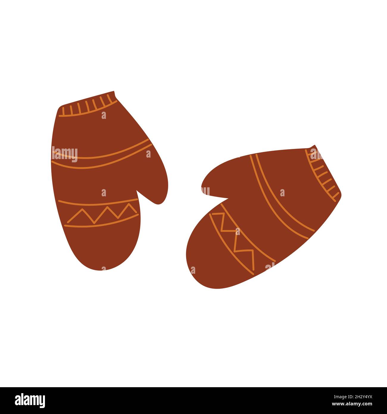 Moufles à rayures.Icône en forme de doodle dessinée à la main.Vêtements d'hiver Vector.Pour un design d'automne.Isolé sur fond blanc. Illustration de Vecteur