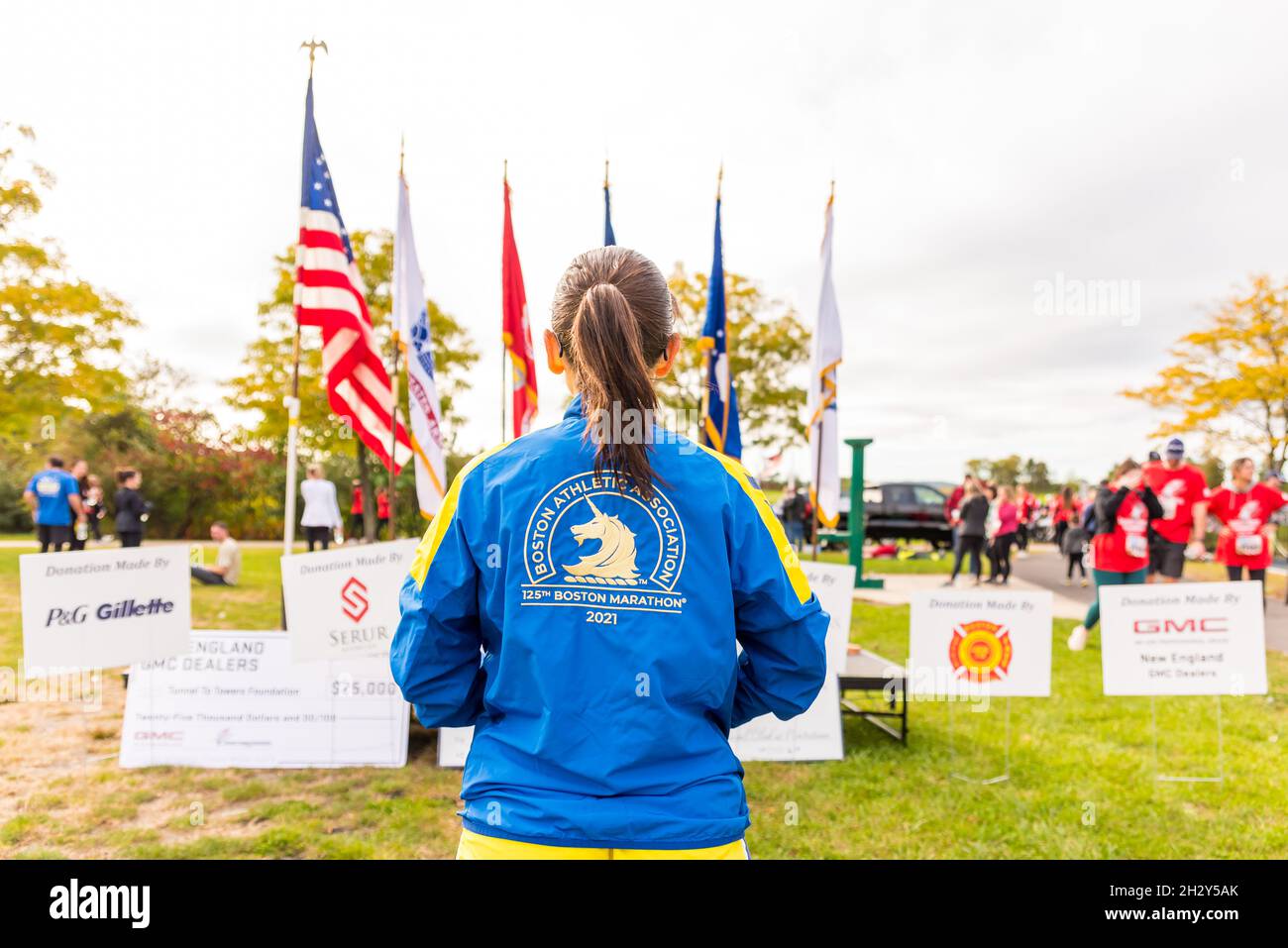 23 octobre 2021.Premier tunnel annuel vers Towers Boston 5k Run & Walk, pour honorer et soutenir les premiers intervenants et les militaires. Banque D'Images