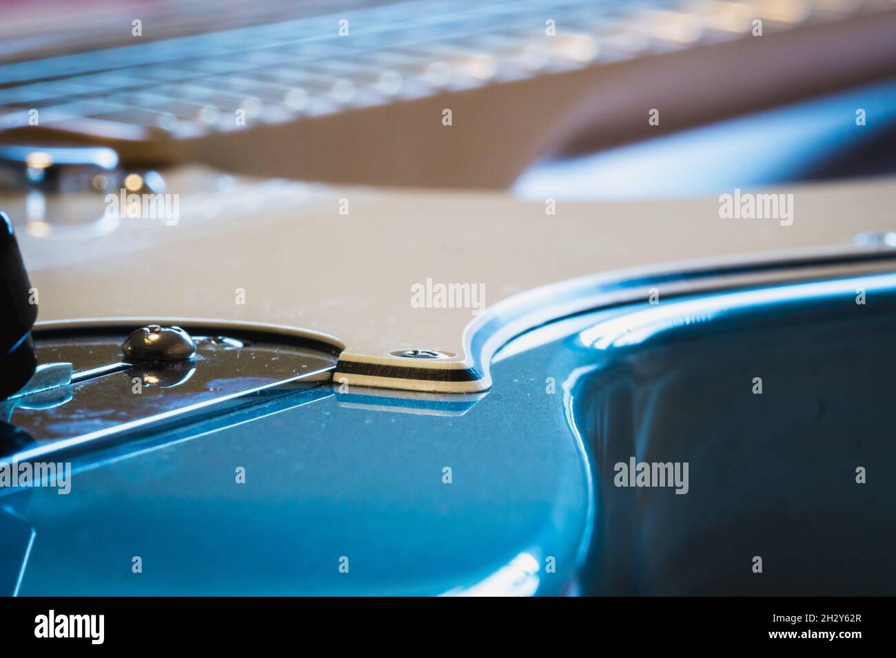 Gros plan de la plaque de la guitare Banque D'Images