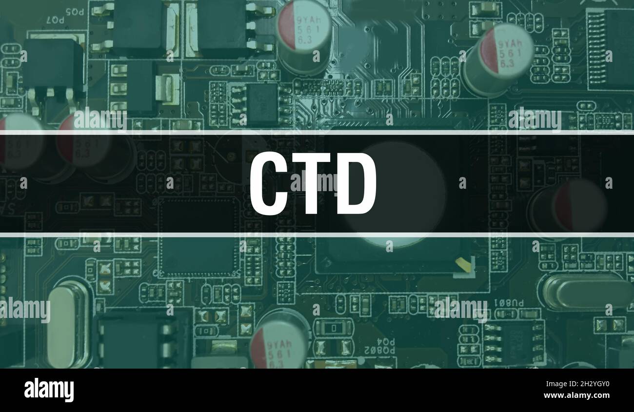 CTD avec composants électroniques sur carte à circuits intégrés contexte.concept de matériel informatique électronique numérique et de données sécurisées.Ordinateur maternelle Banque D'Images