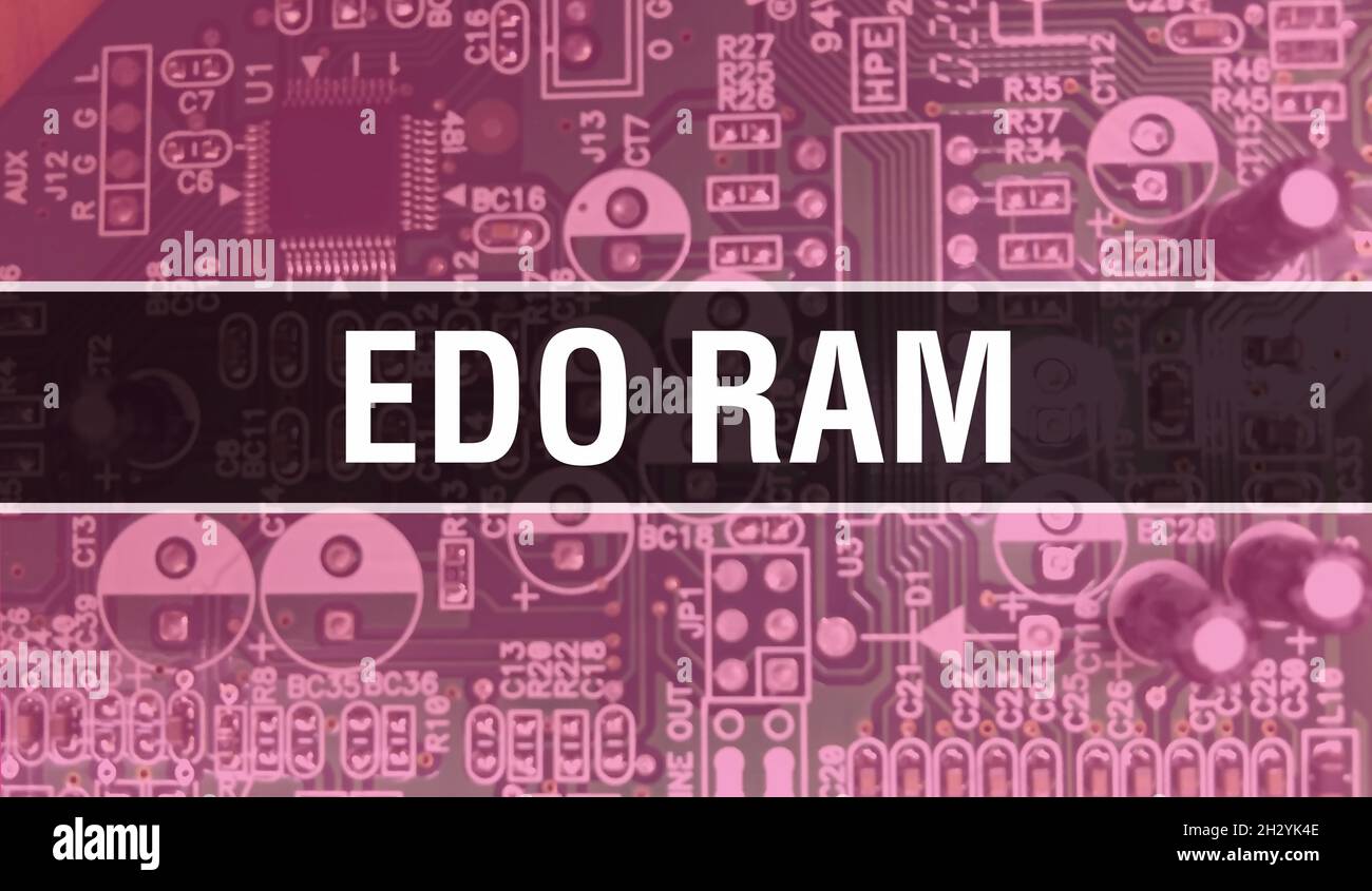 EDO RAM texte écrit sur circuit Board Electronic résumé Technology fond de développeur de logiciel et de script d'ordinateur.CONCEPT EDO RAM d'Integrat Banque D'Images