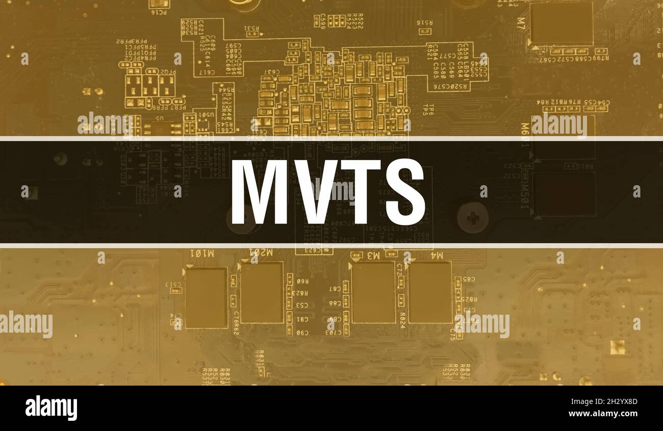 CONCEPT MVTS avec carte mère.MVTS texte écrit sur la technologie carte mère technologie de fond numérique.MVTS avec carte de circuit imprimé et Banque D'Images