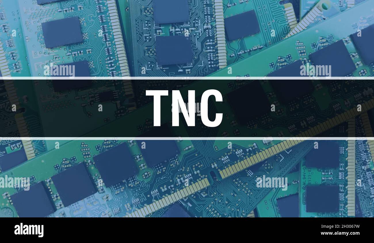 Texte TNC écrit sur circuit Board Résumé électronique de la technologie de base du développeur de logiciel et de script d'ordinateur.Concept TNC de Circu intégré Banque D'Images