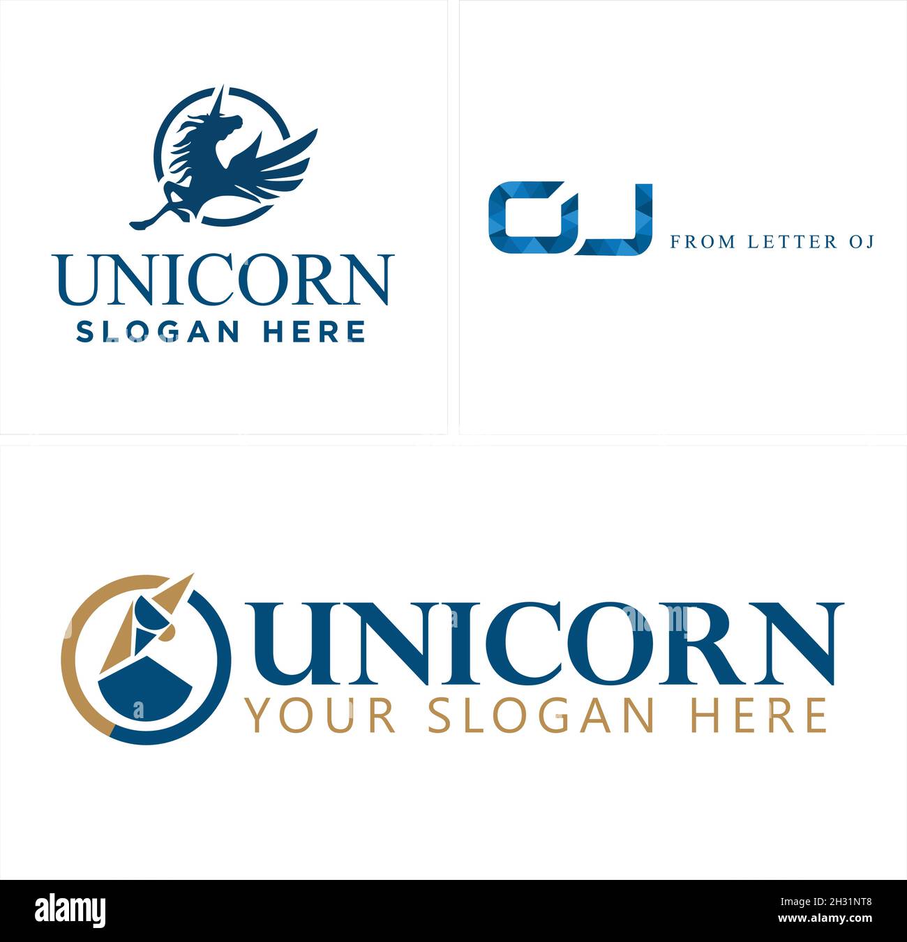 Technologie d'entreprise moderne applications mobiles conception du logo unicorn Illustration de Vecteur