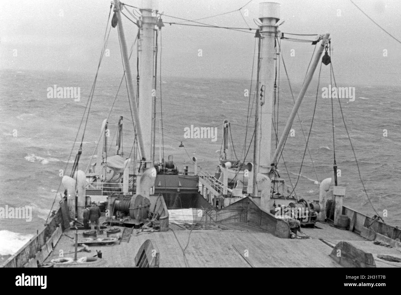 Fabrikschiffs "Pont des Walfang Jan Wellem' der deutschen Walfangflotte, 1930 er Jahre. Du pont du navire-usine 'Jan Wellem' de la flotte allemande, 1930. Banque D'Images