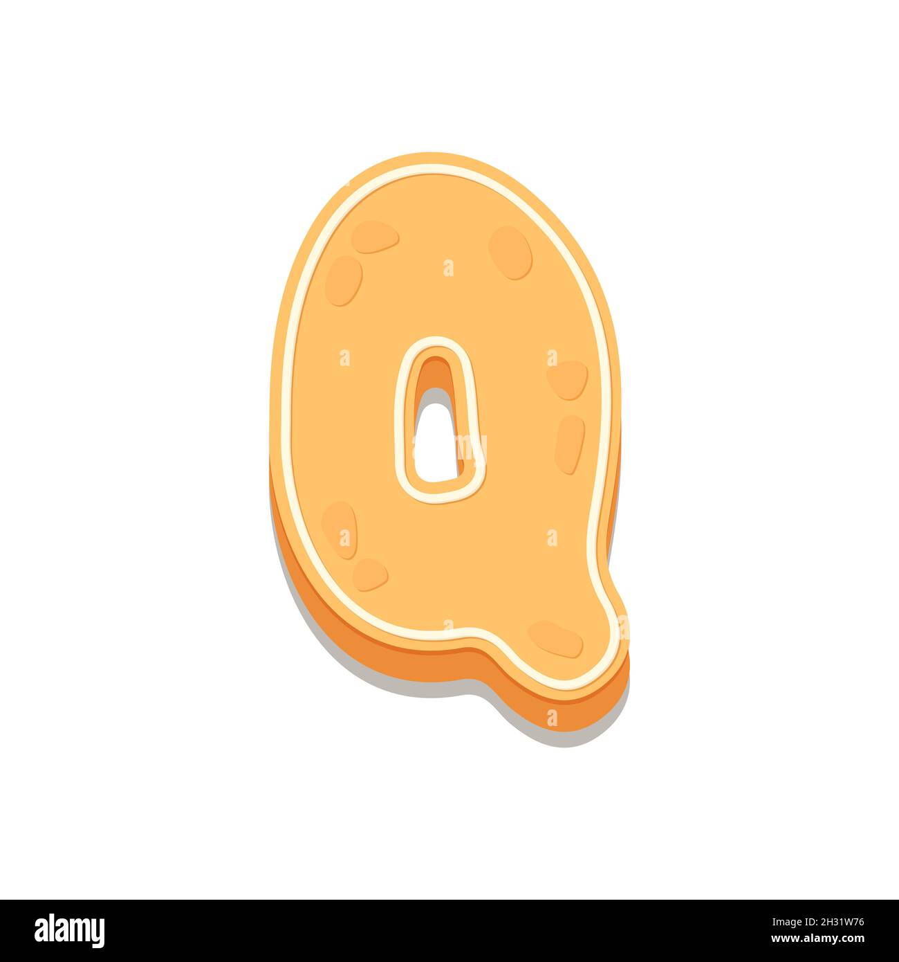 Lettre Q. sur les biscuits au pain d'épice lettre contenant du sucre glace.Illustration vectorielle pour votre conception. Illustration de Vecteur