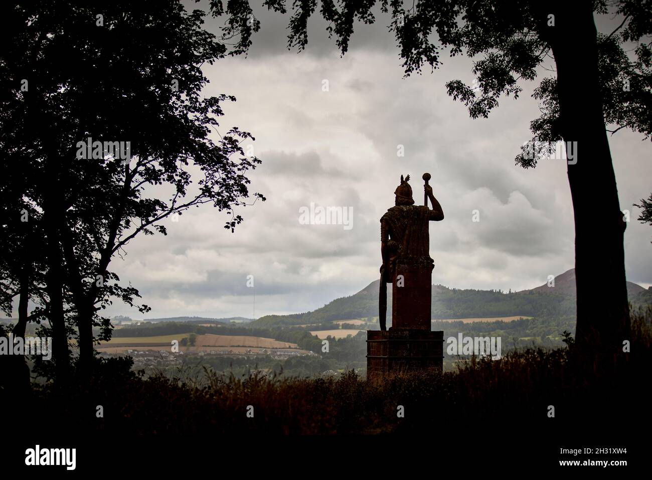 Statue de William Wallace, Bemersyde près de Melrose dans les frontières écossaises faites de grès rouge par John Smith Banque D'Images