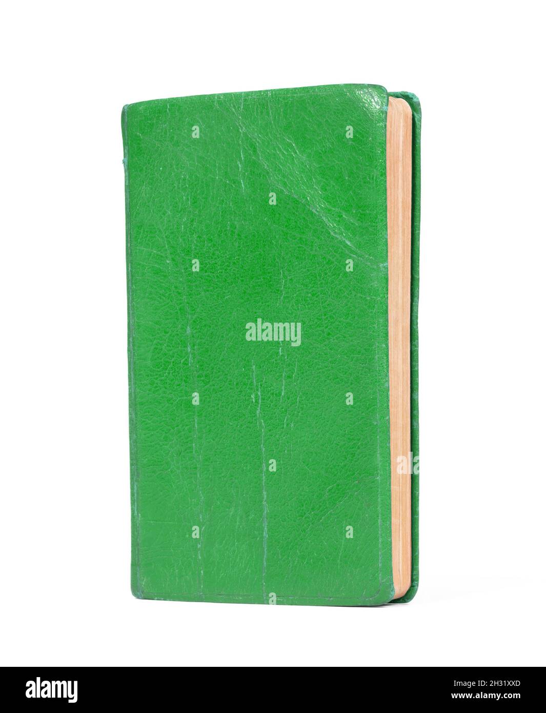 Petit livre vert, isolé sur fond blanc Banque D'Images