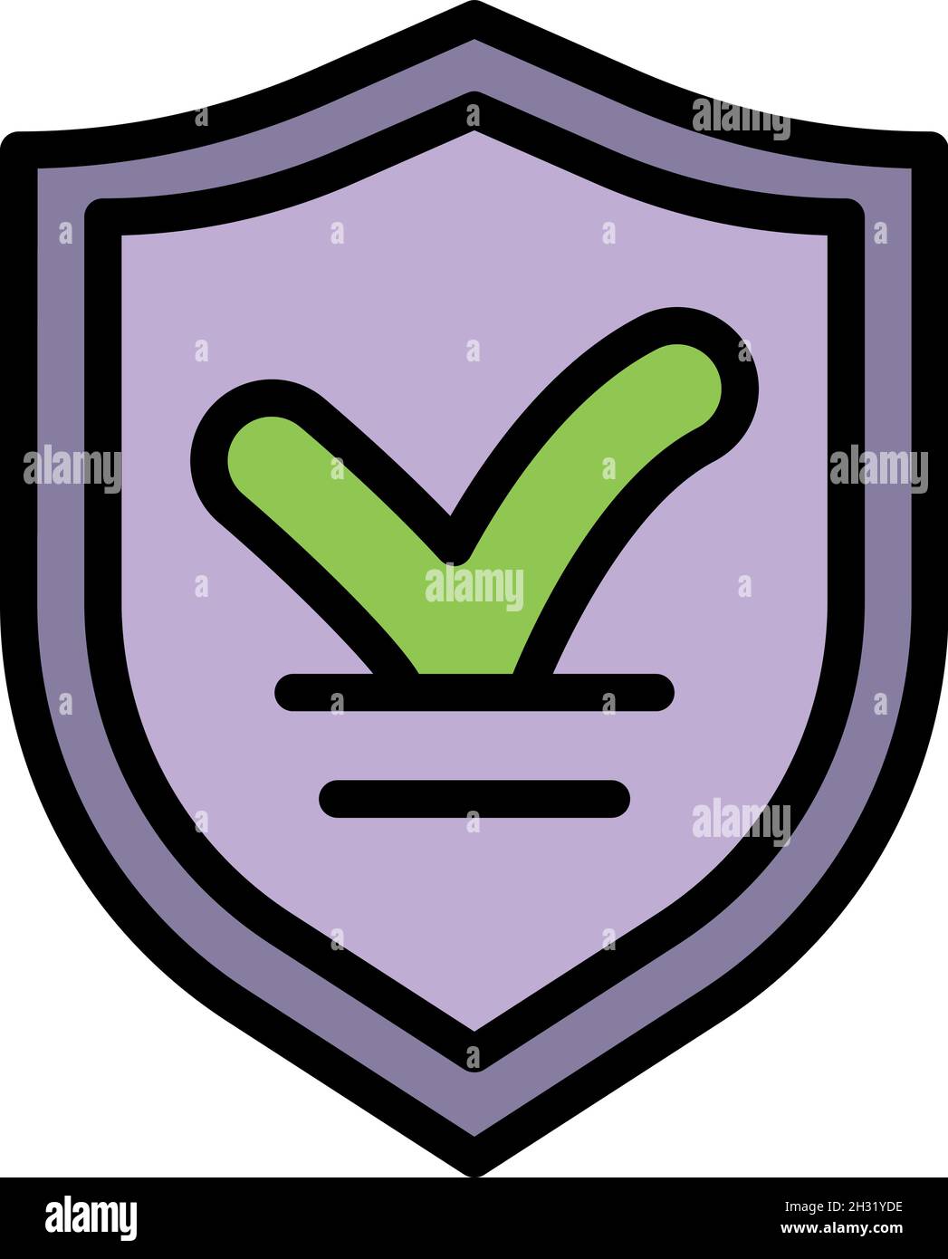 Icône d'audit du bouclier protégé.Icône vectorielle d'audit de bouclier protégé couleur isolée à plat Illustration de Vecteur