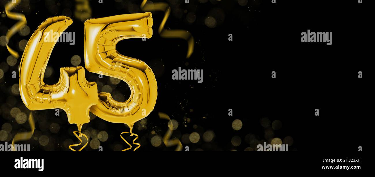 Ballons dorés avec espace de copie - Numéro 45 Banque D'Images