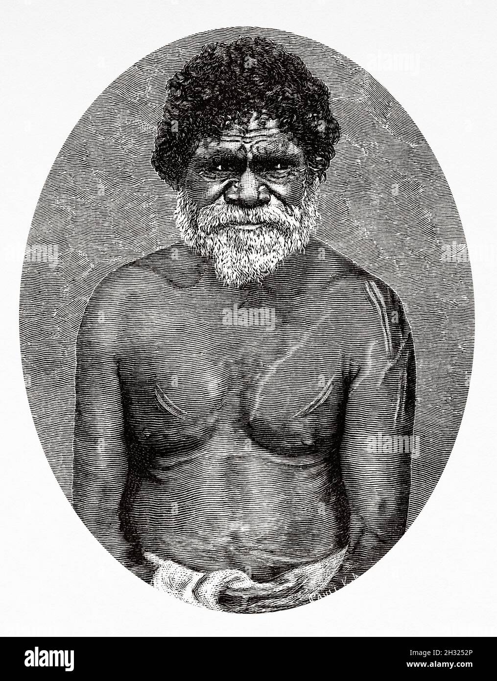 Originaire de Old Townsville.Queensland, Australie.Ancienne illustration gravée du XIXe siècle, Voyage en Australie du Nord-est par Carl Lumholtz 1880-1884 du Tour du monde 1889 Banque D'Images