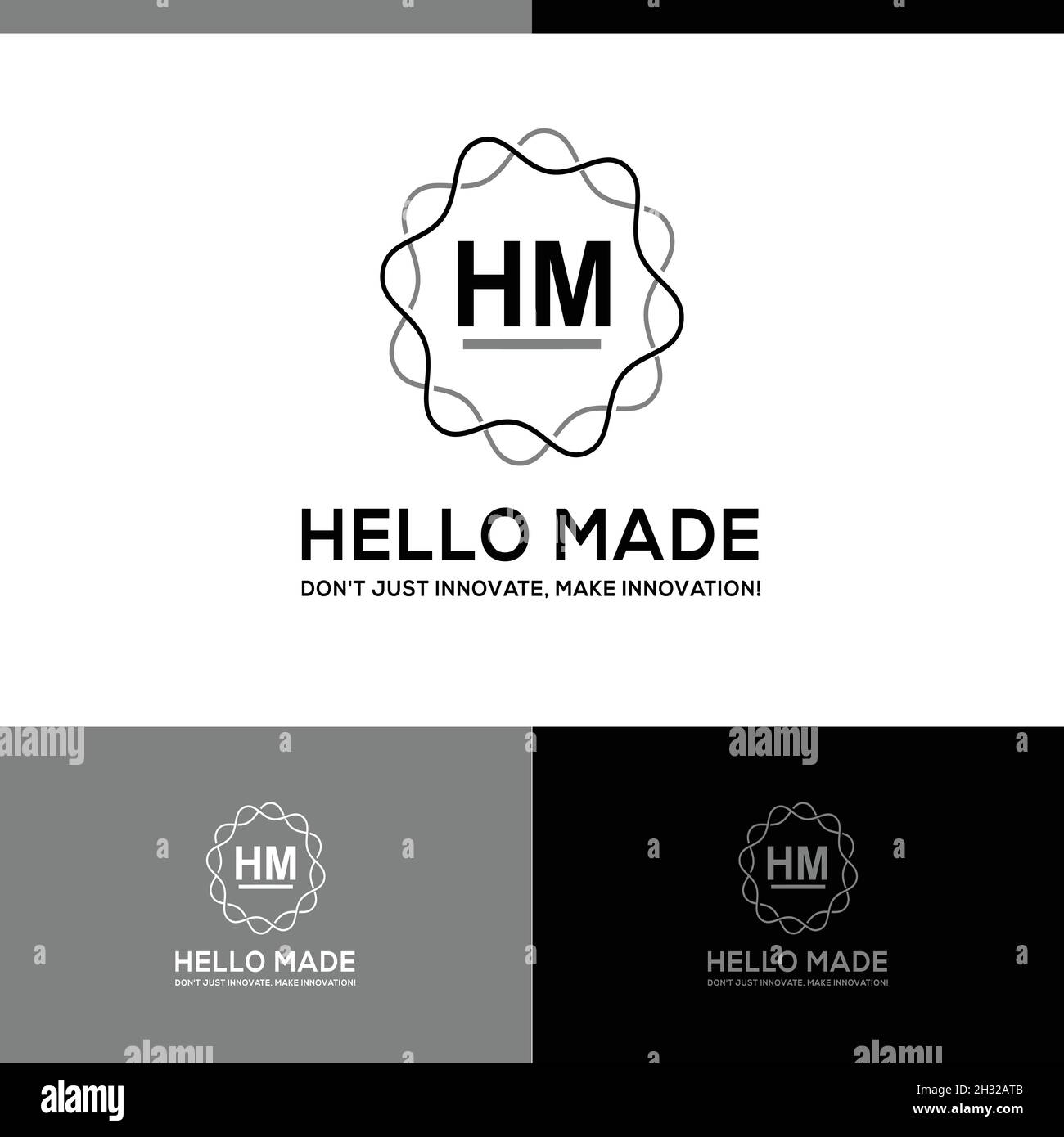 Lettre initiale HM ligne plate encerclant le logo Illustration de Vecteur