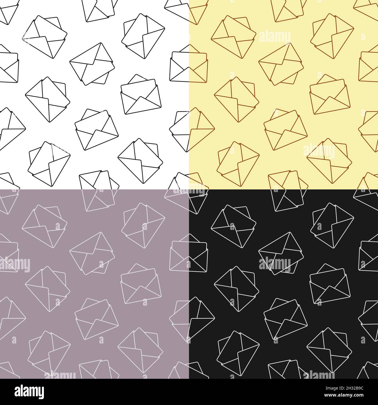 Ensemble de motifs sans couture avec enveloppe et papier de fête à l'intérieur.Cartes de vœux et lettres.Ornement pour la décoration et l'impression sur le tissu.Design el Illustration de Vecteur