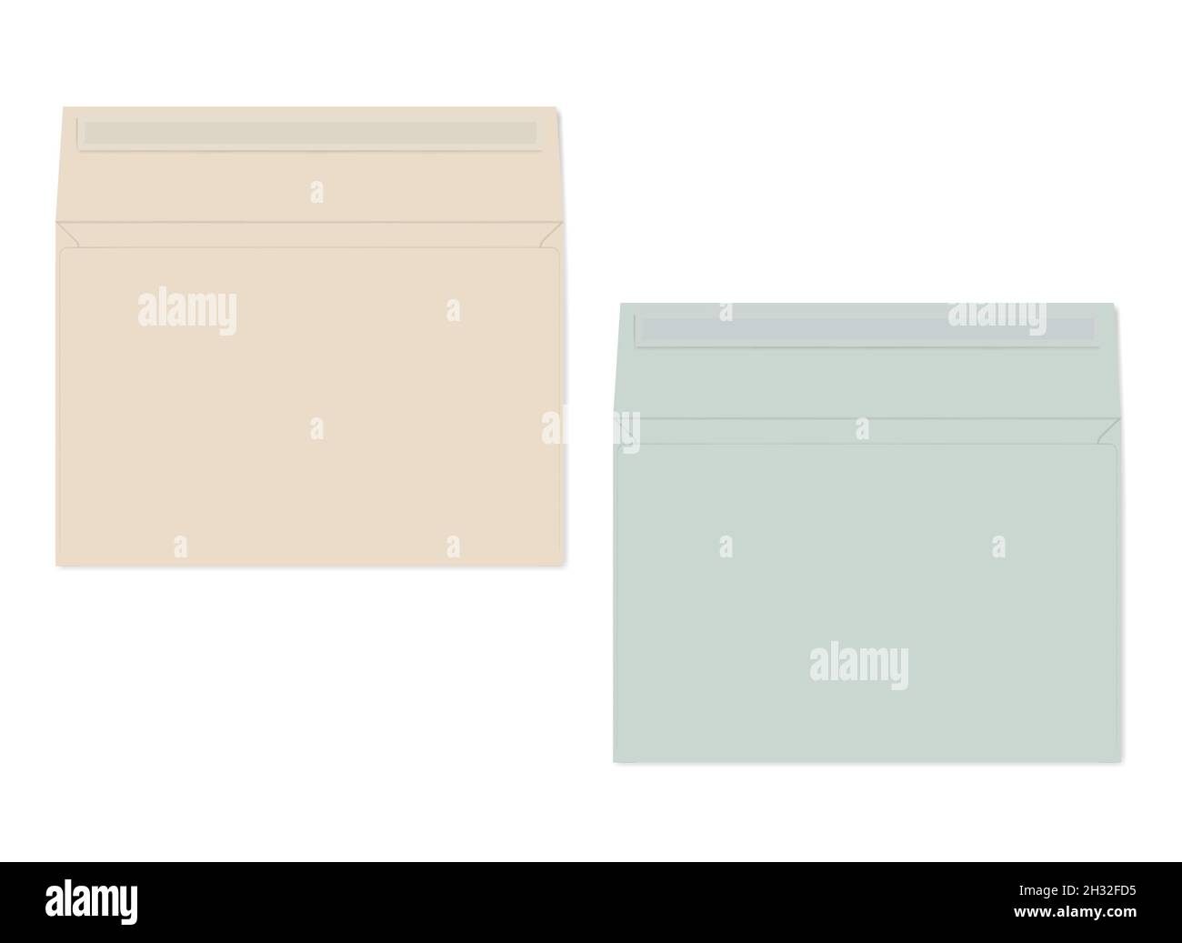 Ouvrez des enveloppes de papier auto-scellé de couleur pastel isolées sur fond blanc.Maquette vectorielle pour le design Illustration de Vecteur