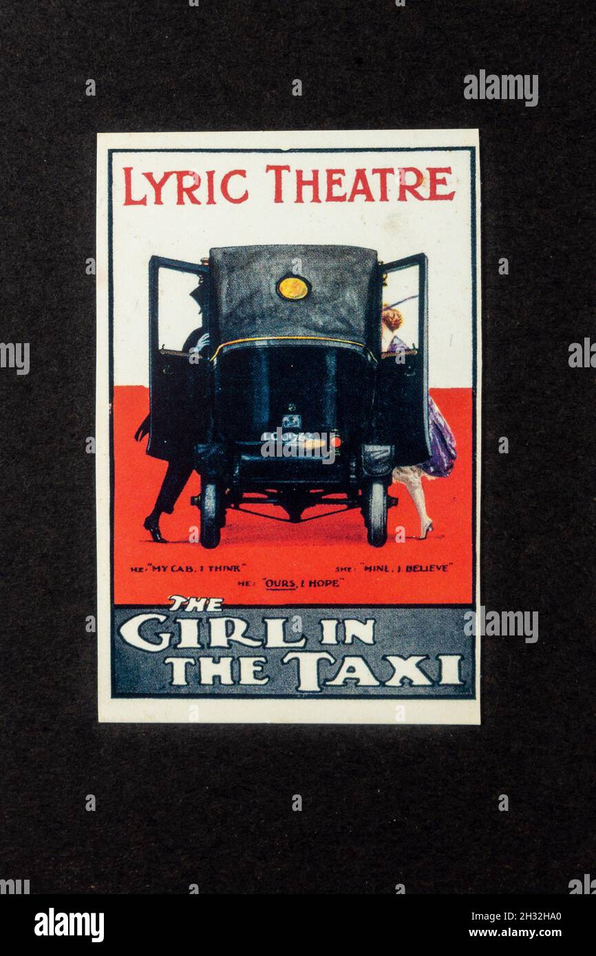 Une affiche (réplique) pour le film américain de comédie silencieuse 'The Girl in the taxi' réalisé par Lloyd Ingraham, Banque D'Images