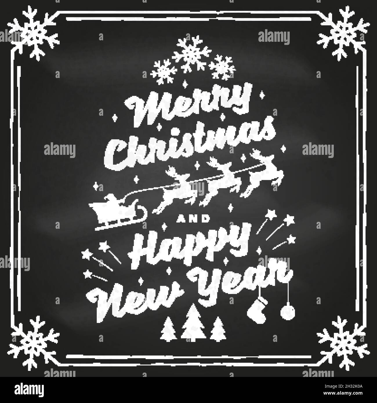 Joyeux Noël et 2022 bon timbre du nouvel an, ensemble d'autocollants avec des anges, le père noël en traîneau avec des cerfs et des cadeaux de noël.Sur le tableau de surveillance Illustration de Vecteur
