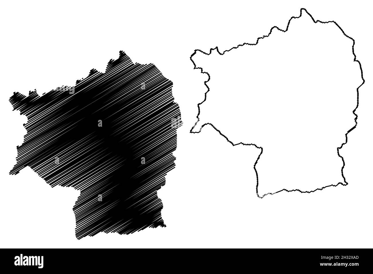 District de Sikkim du Nord (État de Sikkim, République de l'Inde) carte illustration vectorielle, scribble esquisse carte de Sikkim du Nord Illustration de Vecteur