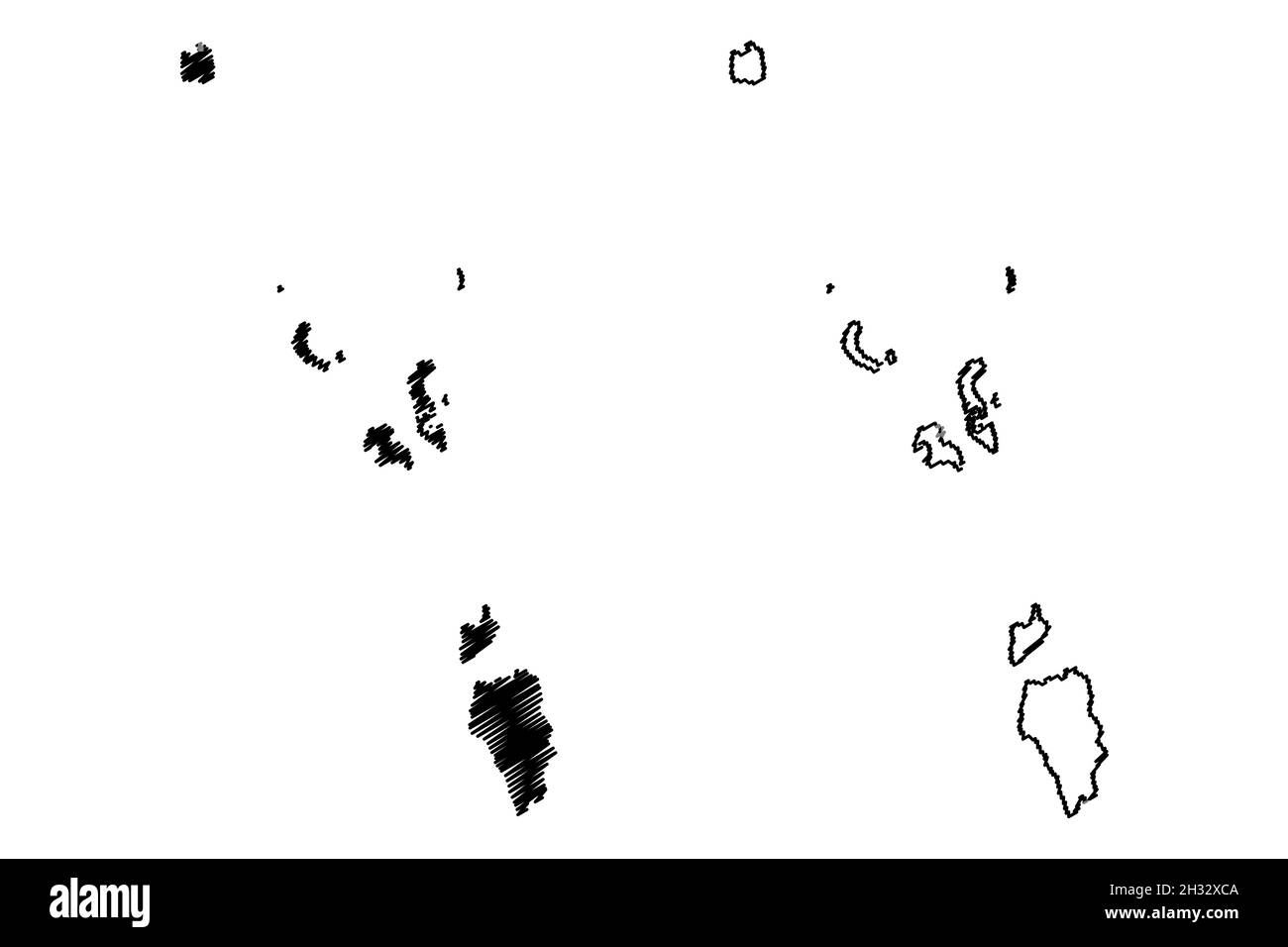 District de Nicobar (territoire syndical des îles Andaman et Nicobar, République de l'Inde) carte illustration vectorielle, scribble esquisse carte de Nicobar Illustration de Vecteur