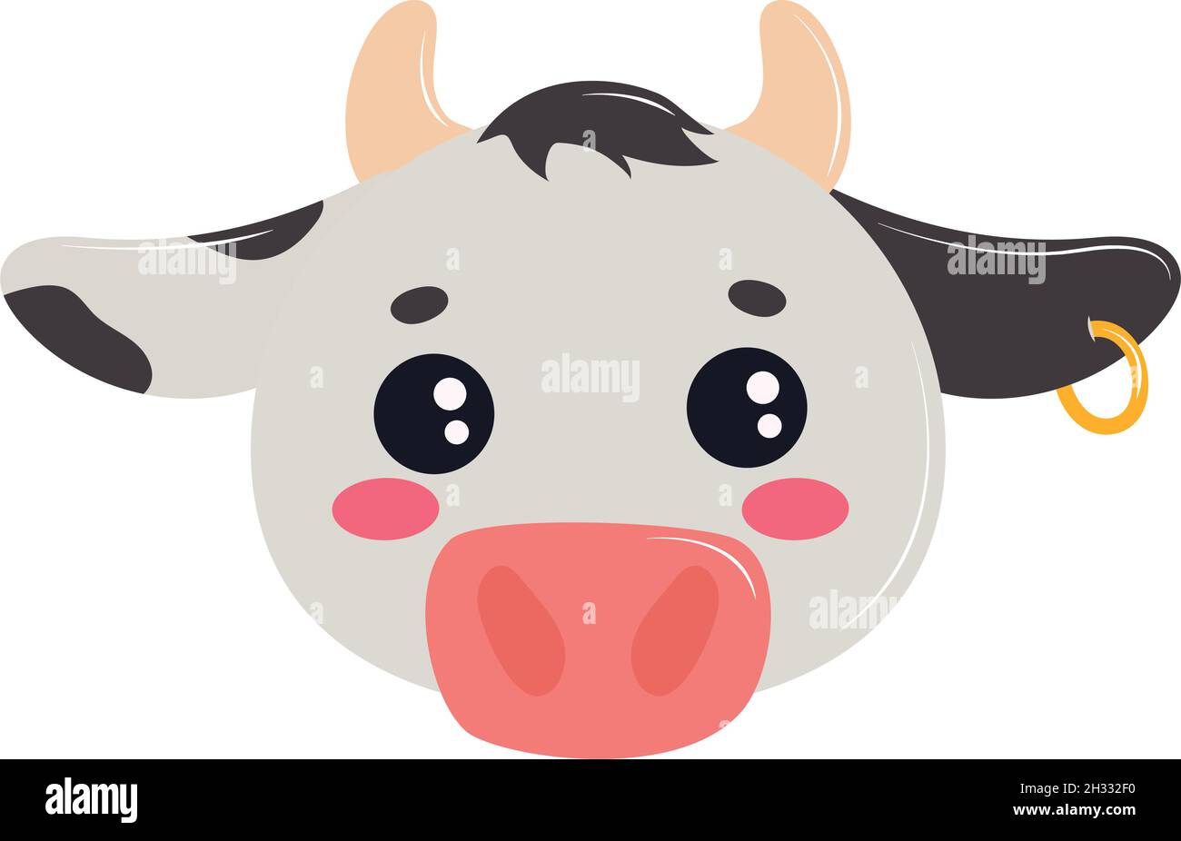 tête de vache kawaii Image Vectorielle Stock - Alamy