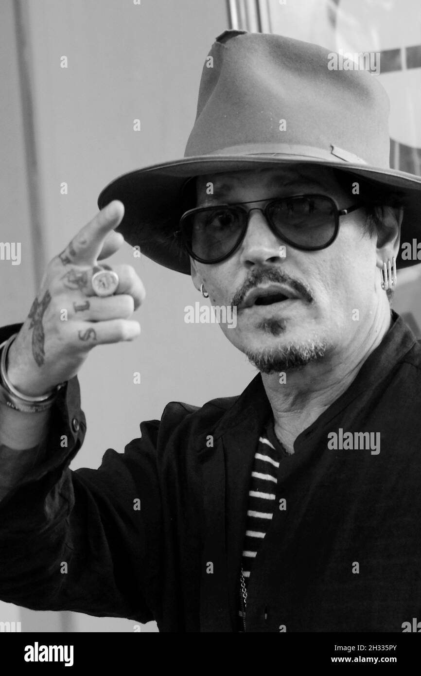 Johnny Depp part de l'aéroport de venise. Banque D'Images