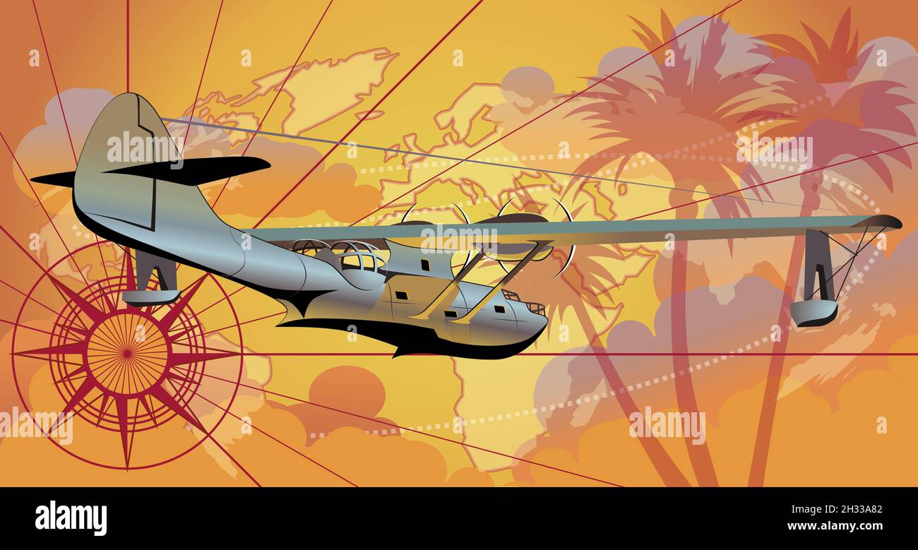 hydravion rétro.Format vectoriel EPS-10 disponible, séparé par des groupes et des calques, pour un montage facile Illustration de Vecteur