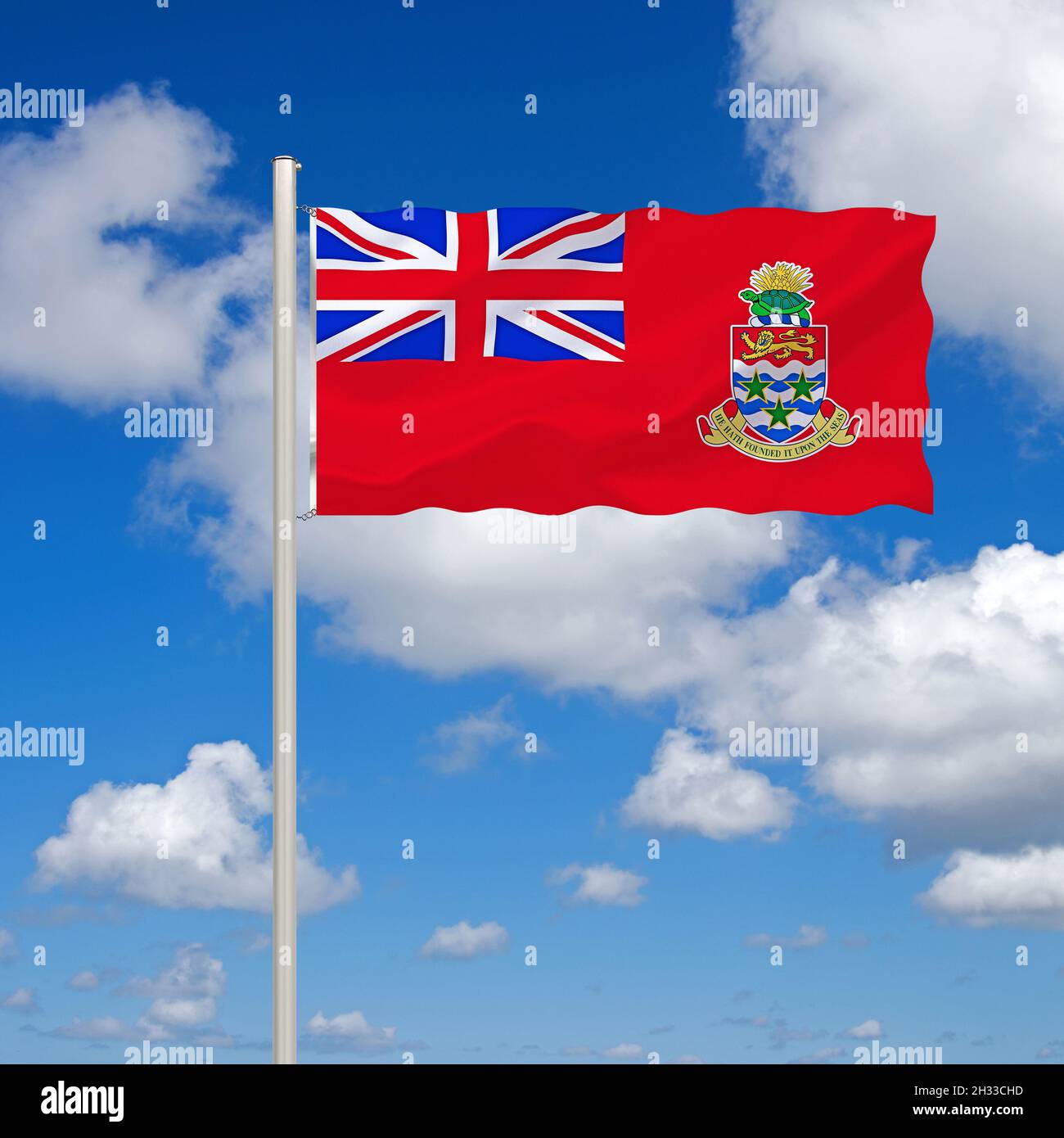 Die Flagge von den Cayman Inseln - Handelsflagge in Rot, die Länderflagge Hat einen bauen Untergrund, Banque D'Images