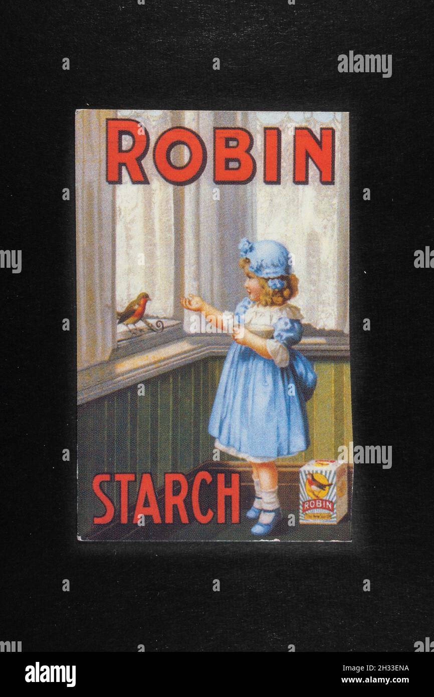 Publicité couleur de l'époque victorienne (réplique) pour Robin Starch. Banque D'Images