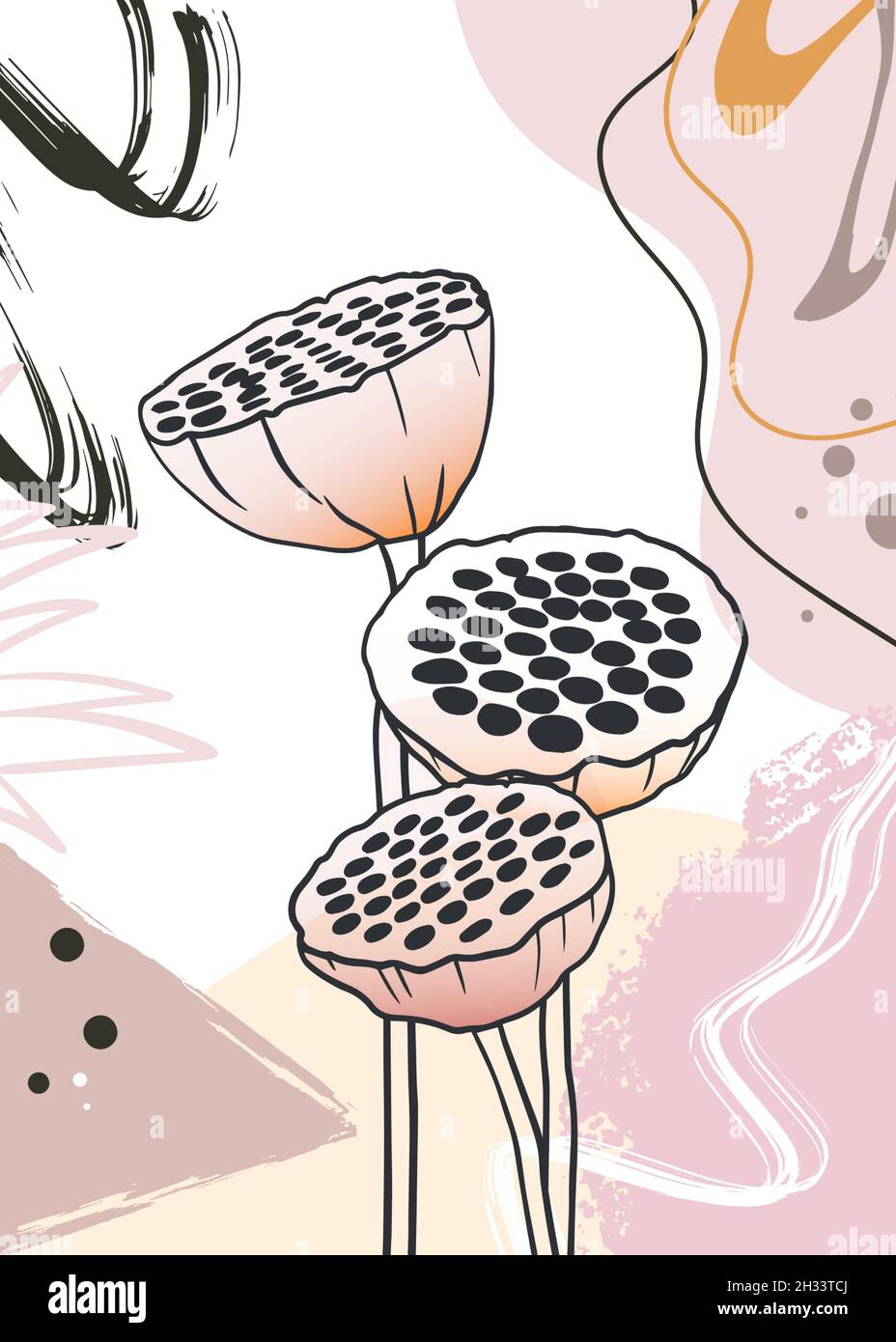 Une affiche artistique universelle moderne.Convient pour les cartes de vœux, les affiches, les cartes de vacances, les cartes d'entreprise et les invitations.Conception abstraite.Art. Mur Doodl Illustration de Vecteur