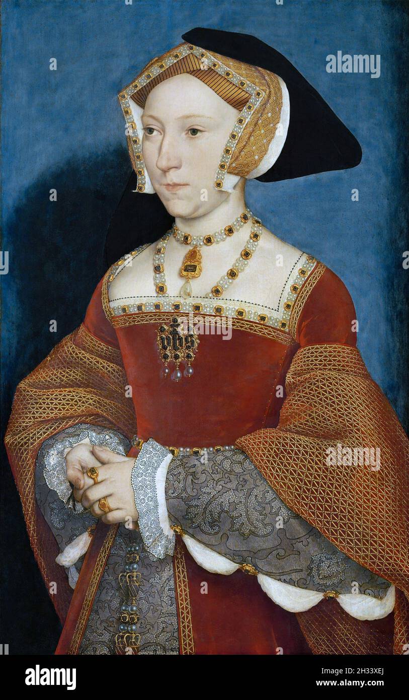 JANE SEYMOUR (c 1508-1537) troisième épouse d'Henry VIII peinte par Hans Holbein le plus jeune.Original tenu au Musée Kunsthorisches de Vienne. Banque D'Images