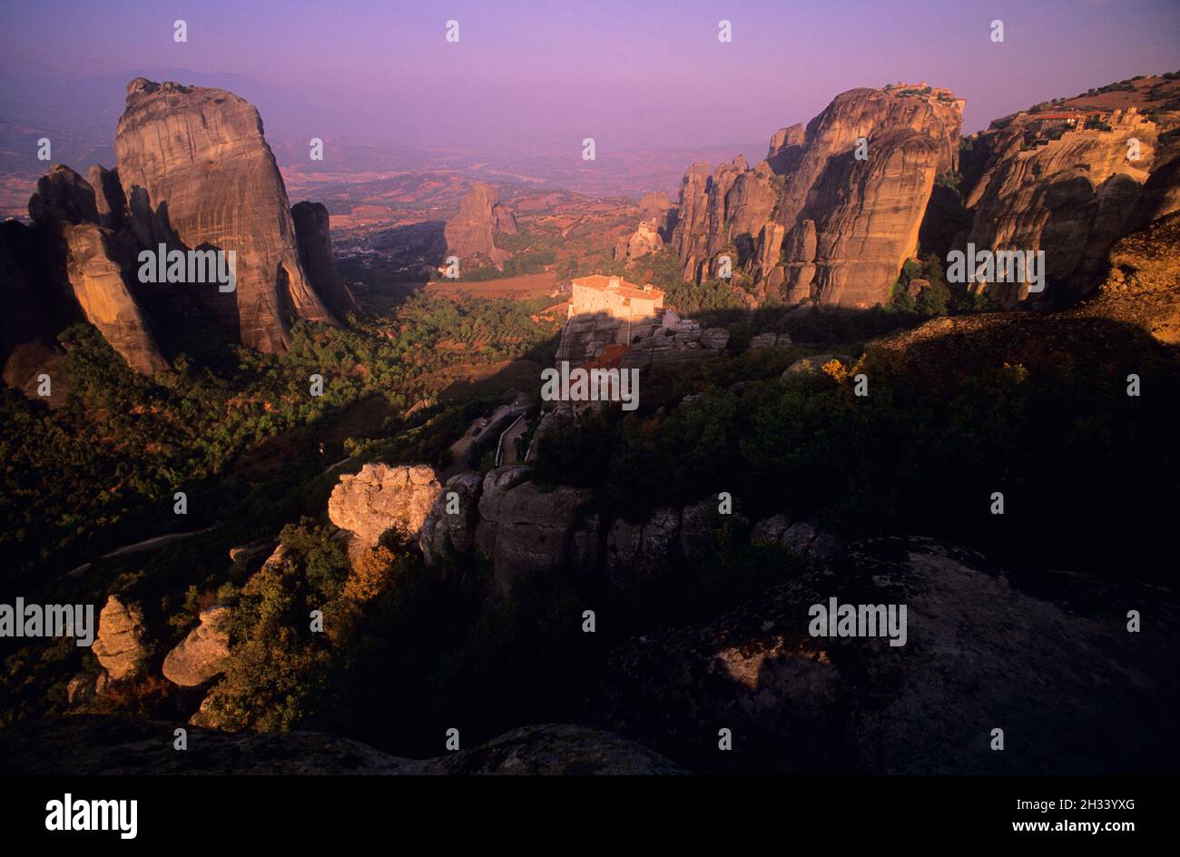 Monastère de Roussanou Meteora, Thessalie, Grèce Banque D'Images