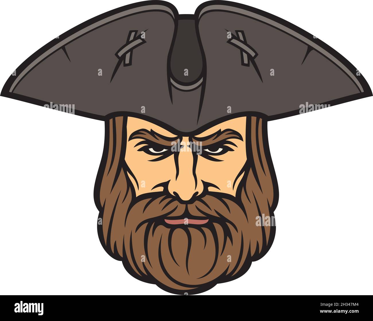 Tête de pirate avec illustration vectorielle de chapeau de marin Illustration de Vecteur