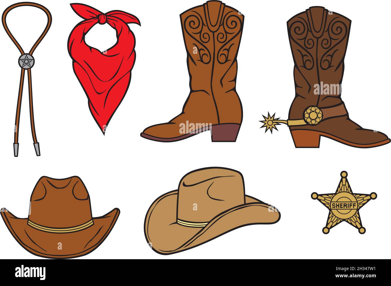 Illustration vectorielle des icônes de cow-boy Illustration de Vecteur