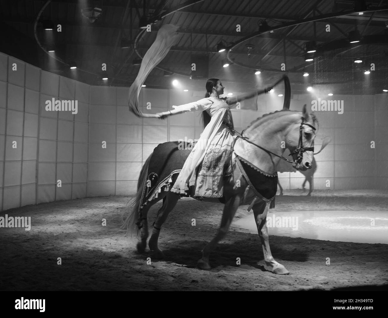 Spectacle équestre au centre équestre Artequs, Alhaurin de la Torre, province de Malaga, Espagne. Banque D'Images