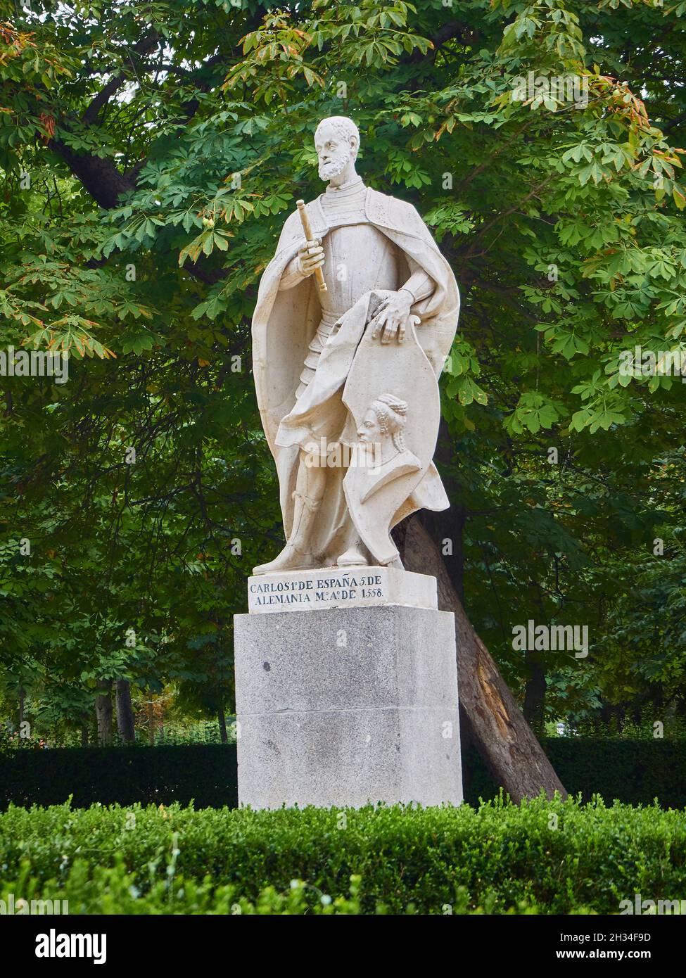 Statue du roi Carlos I d'Espagne et V d'Allemagne, empereur Saint-Romain.Madrid, Espagne. Banque D'Images