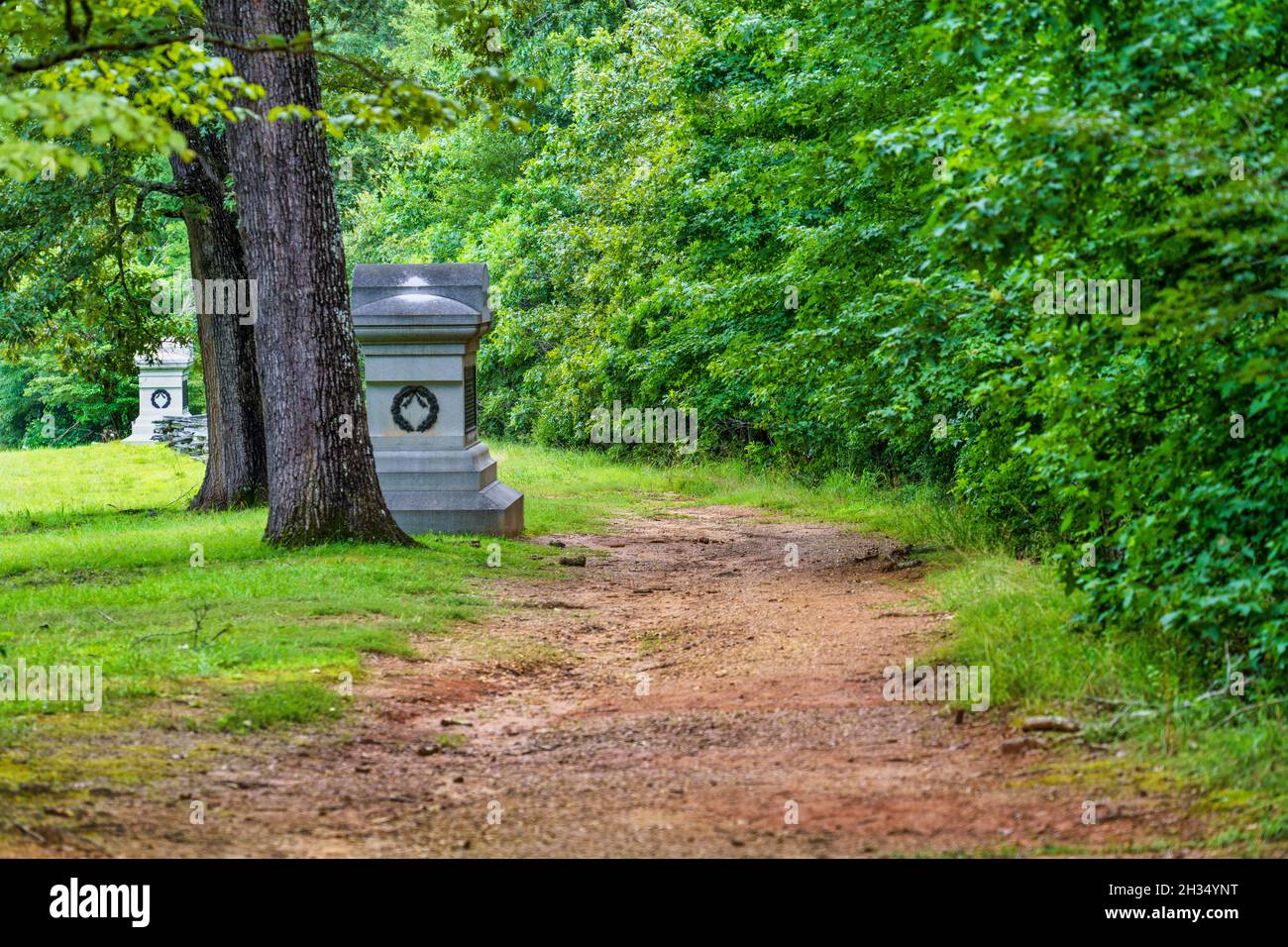 La Sunken Road sur le champ de bataille du parc militaire national Shiloh, dans le Tennessee. Banque D'Images