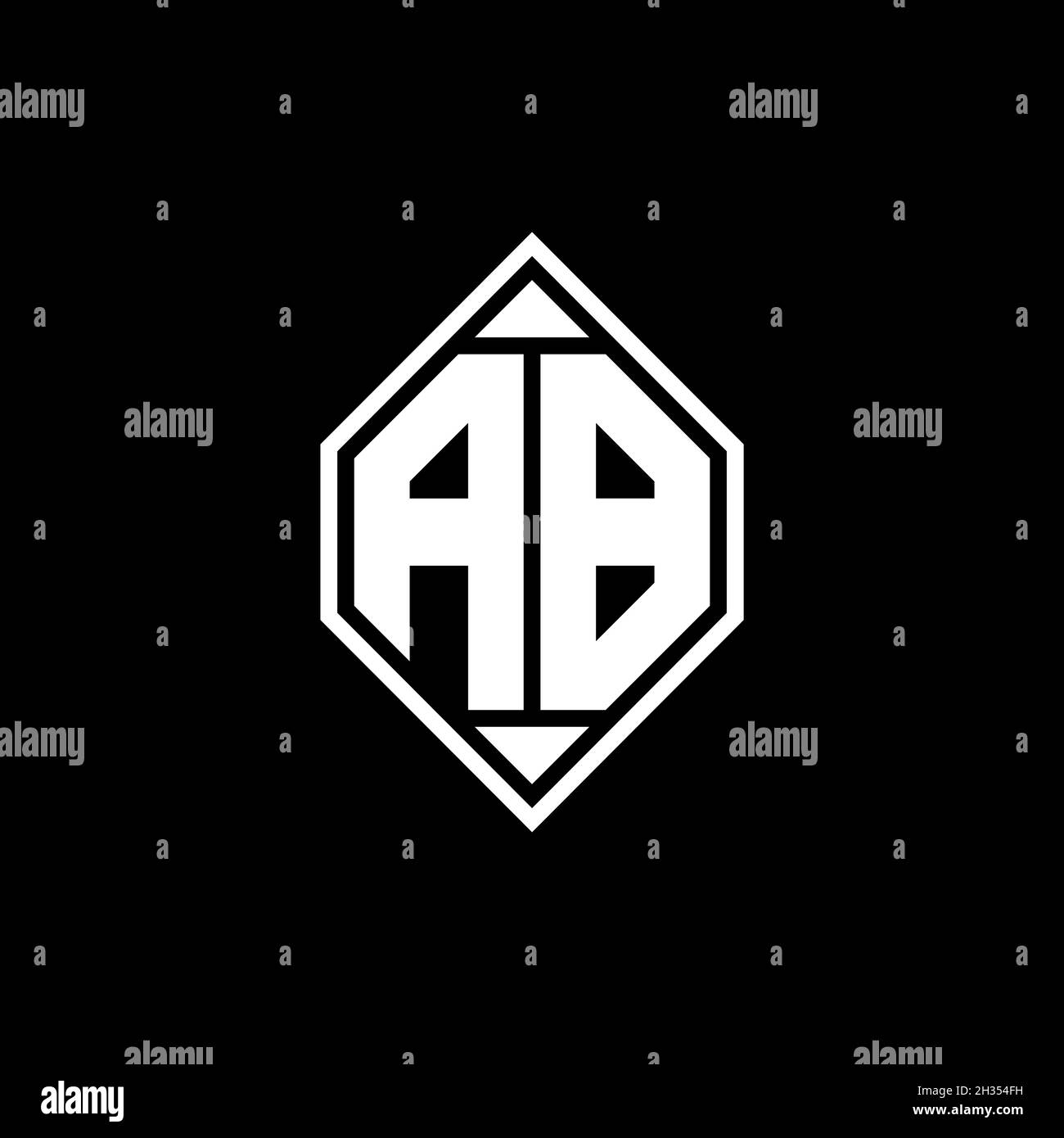 AB Monogram logo lettre avec ligne de gemmotérique style de forme arrondie sur fond isolé, shiled lettre monogramme Illustration de Vecteur