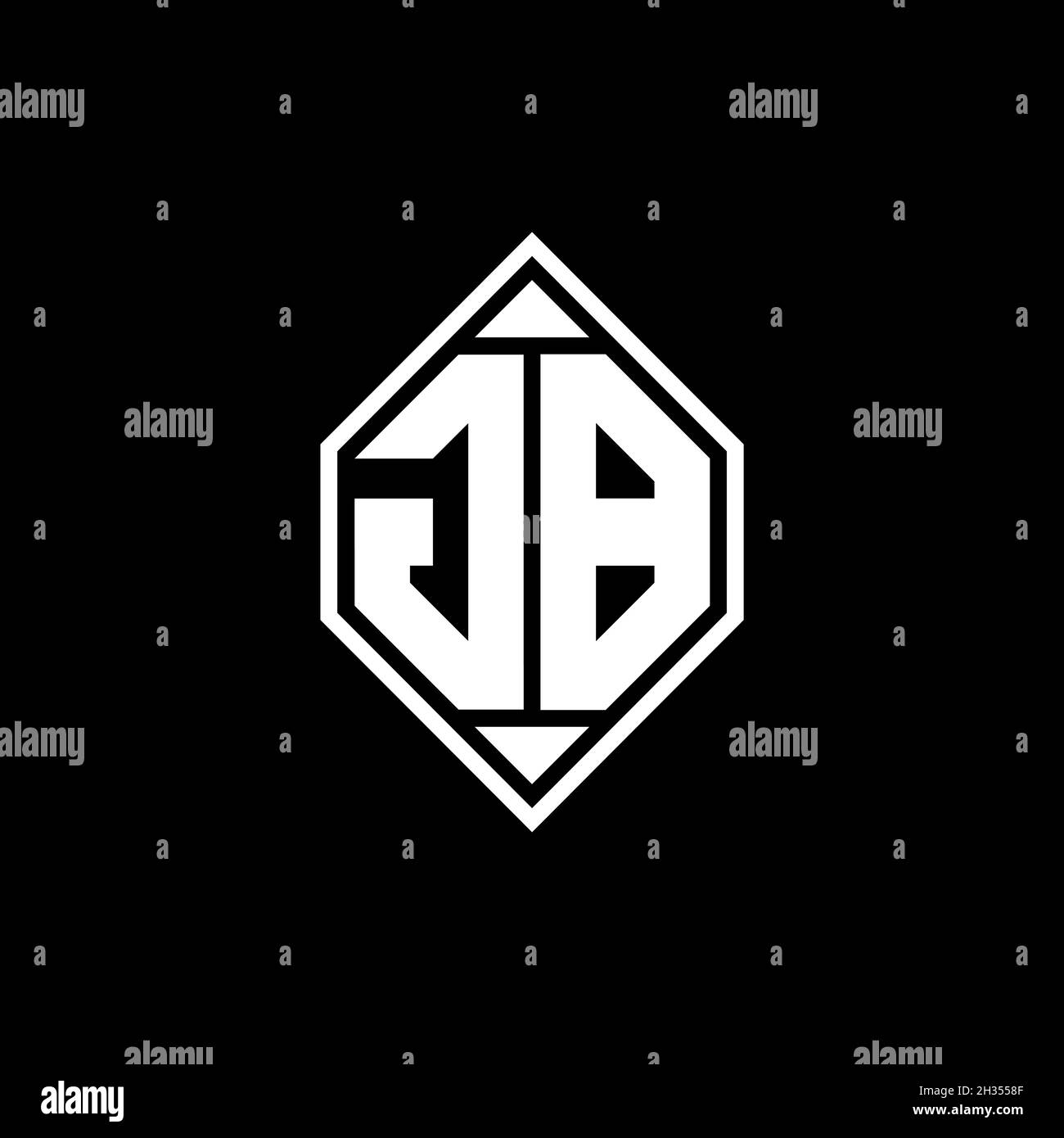 GB Monogram logo lettre avec ligne de gemmotérique forme arrondie style design sur fond isolé, shiled lettre monogramme Illustration de Vecteur