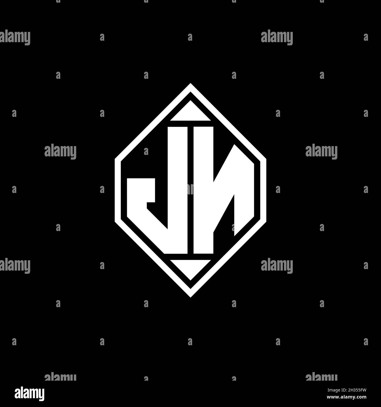 JN Monogram logo lettre avec ligne gemmotérique design de style arrondi sur fond isolé, shiled lettre monogramme Illustration de Vecteur