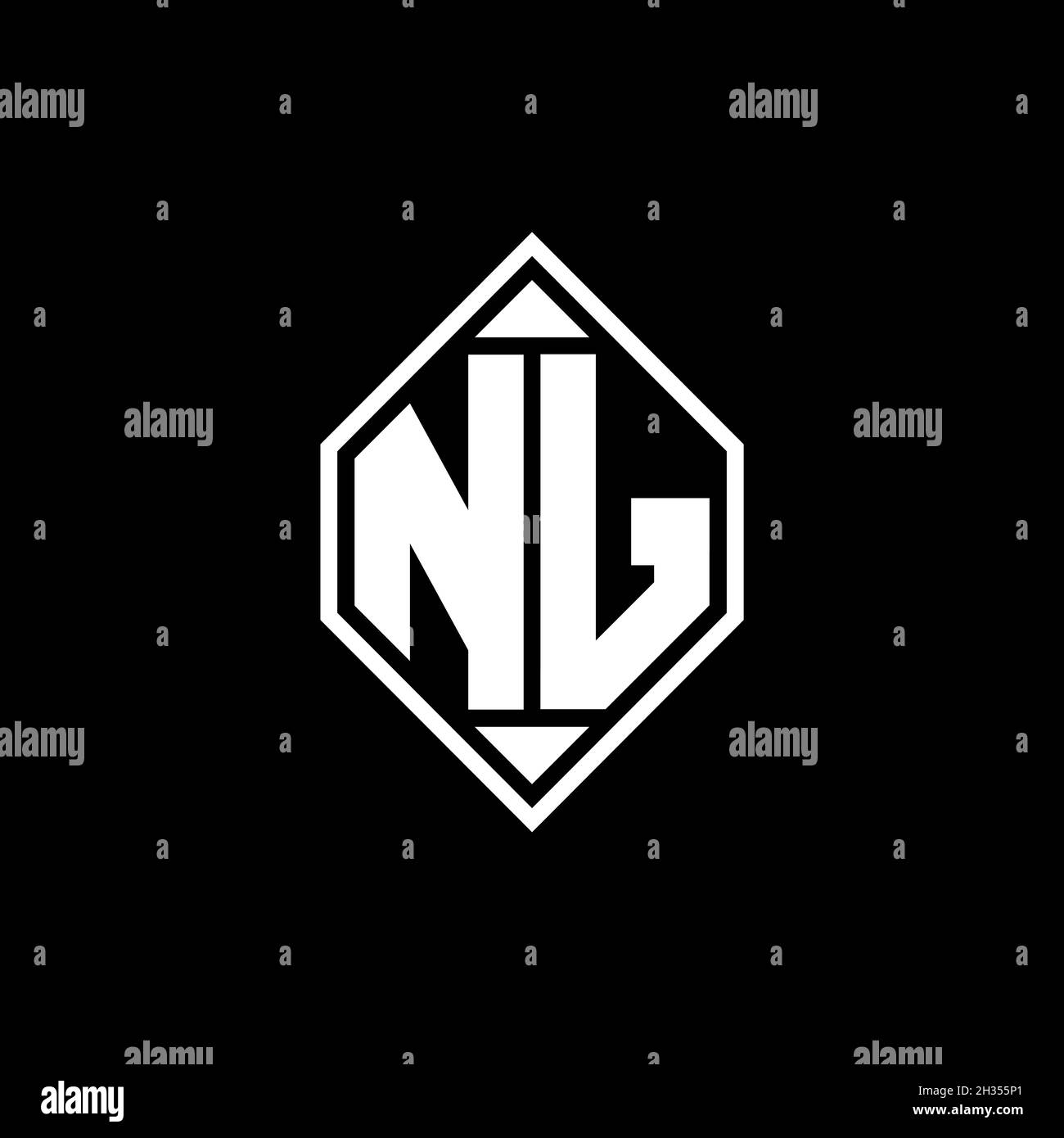 NJ Monogram logo lettre avec ligne gemotérique design de forme arrondie sur fond isolé, shiled lettre monogramme Illustration de Vecteur